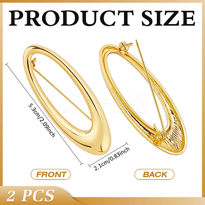 2Pcs Oval Alloy Brooched for Backpack Clothes JEWB-FG0001-74-1