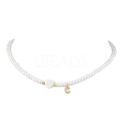Brass Micro Pave Grade AAA Cubic Zirconia Letter Pendant Necklaces NJEW-JN04771-03-1