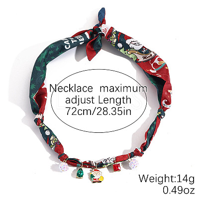 Christmas Santa Claus Alloy Enamel & Resin & Glass & Plastic Pearl & Rhinestone Tassel Scarf Choker Necklaces FS-WG248CD-11-1