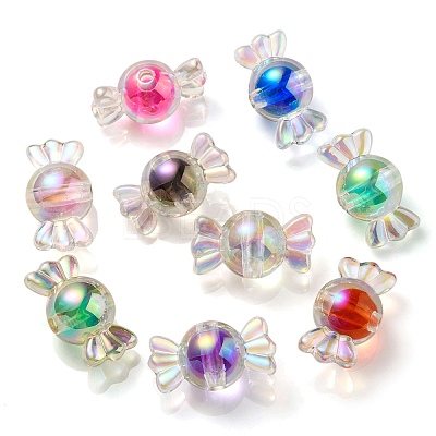 UV Plating Rainbow Iridescent Acrylic Beads X-PACR-E001-01-1
