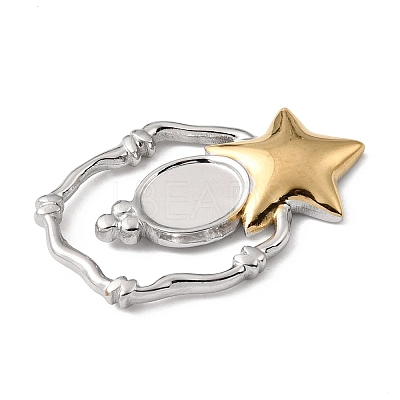 Star 304 Stainless Steel Pendant Cabochon Setting STAS-P454-09A-1