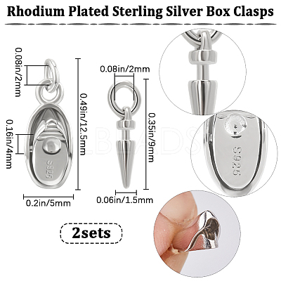 2Sets 925 Sterling Silver Box Clasps STER-BBC0007-01-1