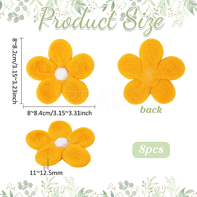 8Pcs Daisy Flower Wool Felt Fabric Costume Accessories AJEW-PH0008-82B-1