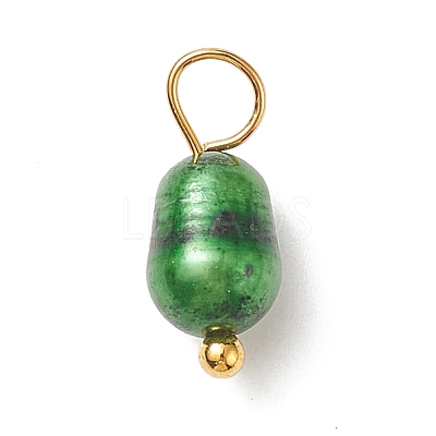 Dyed Natural Cultured Freshwater Pearl Rice Charms PALLOY-JF01948-01-1