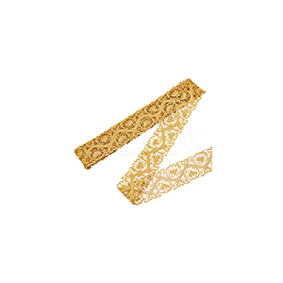 4M Iron on/Sew on Polyester Flower Lace Ribbon OCOR-WH0088-48B-1