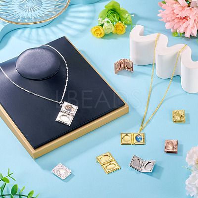 6Pcs 3 Colors Brass Locket Pendants KK-TA0001-98-1