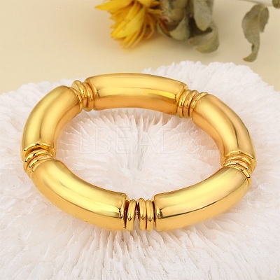 CCB Plastic Curved Tube Beaded Stretch Bracelets for Women BJEW-SW001583-02-1