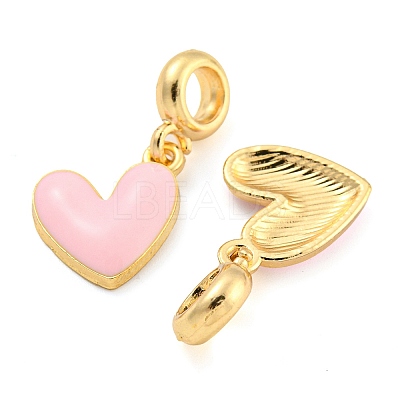 Rack Plating Alloy Enamel Heart European Dangle Charms FIND-B034-20G-1