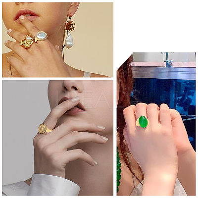 16Pcs 4 Size Adjustable Brass Finger Rings Components KK-CA0002-22G-1