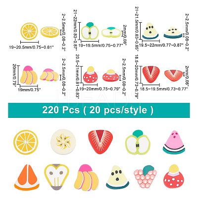 220Pcs 11 Styles Handmade Polymer Clay Cabochons CLAY-AR0001-08-1