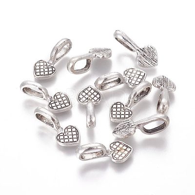 Tibetan Style Alloy Heart Glue-on Flat Pad Pendant Bails TIBEP-21438-AS-NR-1