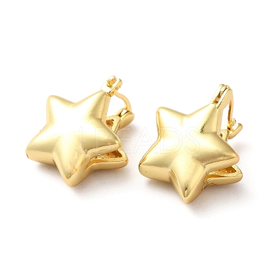 Brass Star Hoop Earrings for Women EJEW-Q024-07G-1
