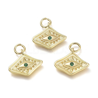 Brass Micro Pave Cubic Zirconia Pendants KK-P188-C01-G-1