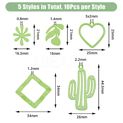50Pcs 5 Style Spray Painted Alloy Pendants FIND-DC0003-36-1