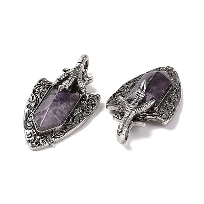 Natural Amethyst Faceted Big Pendants G-L524-03AS-07-1