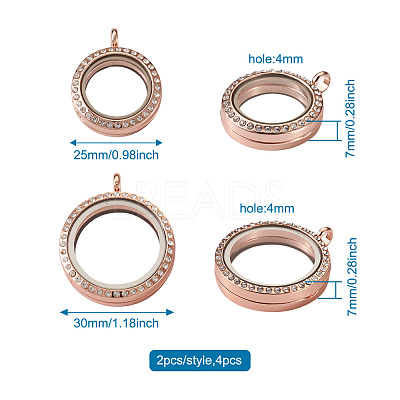 4Pcs 2 Style Alloy Glass Crystal Rhinestone Pendants PALLOY-TA0002-36D-1