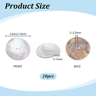 20Pcs 2-Hole Natural Shell Buttons BUTT-PH0001-75-1