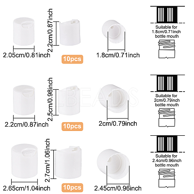 30Pcs 3 Style PP Plastic Press Caps AJEW-BC0003-83C-1