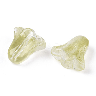Spray Painted Transparent Glass Beads GLAA-D006-20E-1