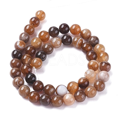 Natural Striped Agate/Banded Agate Beads Strands X-G-G582-8mm-55-1