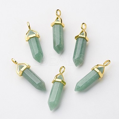 Natural Green Aventurine Double Terminated Pointed Pendants G-G902-B16-1