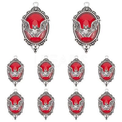 10Pcs Halloween Alloy Oval Pendants FIND-SC0011-18A-1