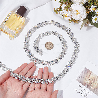 1 Yard Brass Glass Link Chains AJEW-AR0002-74-1