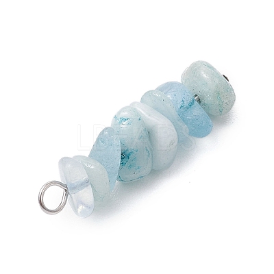 3Pcs Natural Aquamarine & Flower Amazonite & Synthetic Stone Chip Beaded Constellation Pendants PALLOY-JF03043-11-1