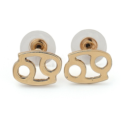 12 Constellation/Zodiac Sign Alloy Stud Earrings EJEW-B025-01G-K-1