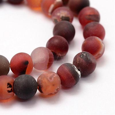Frosted Natural Agate Beads Strands G-F365-6mm-01-1