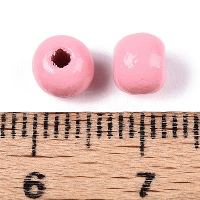 Spray Painted Round Natural Schima Wood Beads WOOD-A018-6mm-06-1