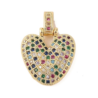 Brass Micro Pave Cubic Zirconia Pendants ZIRC-P121-01G-V-1