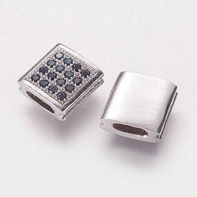 Brass Micro Pave Cubic Zirconia Beads ZIRC-G097-05P-1
