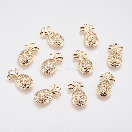 Brass Micro Pave Cubic Zirconia Charms KK-A144-056G-1