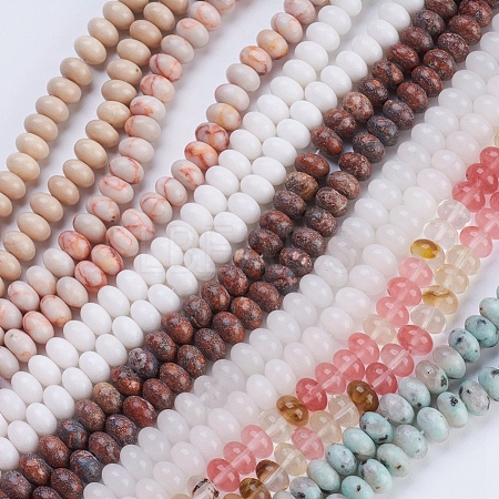 Natural & Synthetic Mixed Stone Beads Strands G-P354-M-8x5mm-1