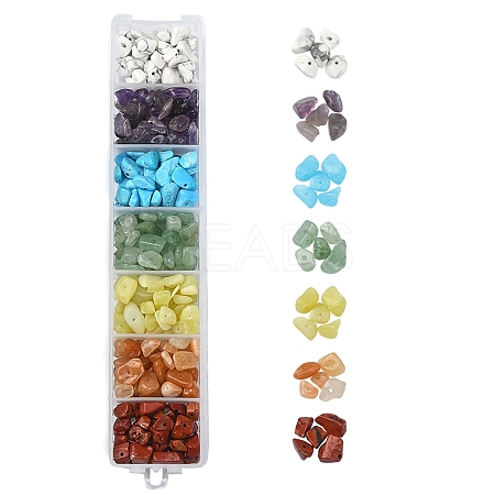 84~91G 7 Styles Chakra Natural & Synthetic Gemstone Chip Beads Strands G-YW0001-30-1