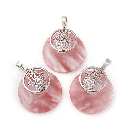 Cherry Quartz Glass Pendants KK-F751-K-A01-1