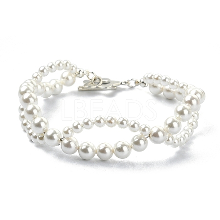 Infinity Shape Shell Pearl Beaded Bracelets BJEW-TA00446-1