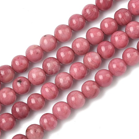 Natural Rhodonite Round Bead Strands G-G735-09-4mm-1