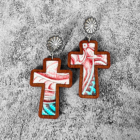 Easter Cross  Dangle Stud Earrings FS-WG862AE-10-1