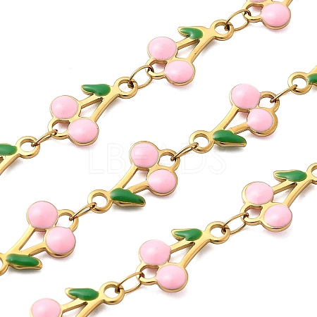 Ion Plating(IP) 304 Stainless Steel Enamel Cherry Link Chains CHS-Z003-01G-06-1