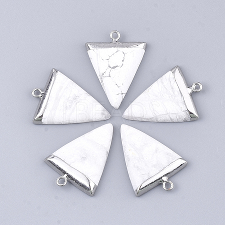 Electroplate Natural Howlite Pendants G-S344-49I-1