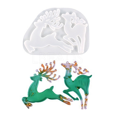 DIY Christmas Reindeer Pendant Silhouette Silicone Molds DIY-P075-C01-1