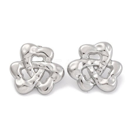 Non-Tarnish Flower 304 Stainless Steel Stud Earrings EJEW-H013-27P-1