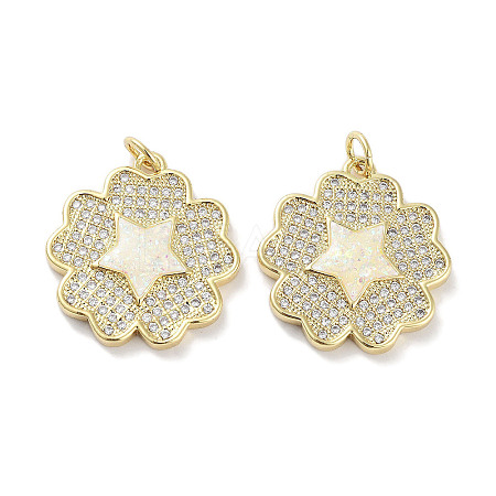 Brass Micro Pave Clear Cubic Zirconia Pendants KK-L213-020G-1