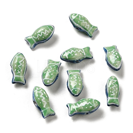 Handmade Printed Porcelain Beads PORC-E015-17F-1