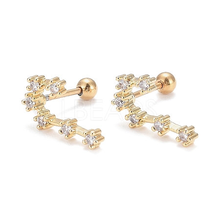 Brass Micro Pave Clear Cubic Zirconia Stud Earrings X-EJEW-F258-01F-G-1