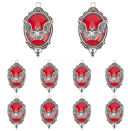 10Pcs Halloween Alloy Oval Pendants FIND-SC0011-18A-1