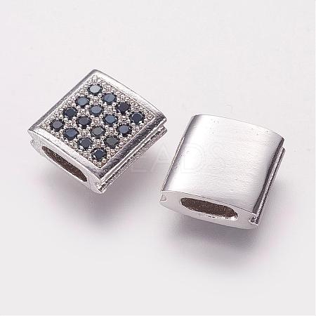 Brass Micro Pave Cubic Zirconia Beads ZIRC-G097-05P-1