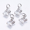 Brass Micro Pave Cubic Zirconia Bunny Charms X-RB-I077-19P-RS-1